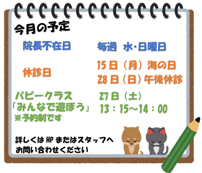 今月の予定